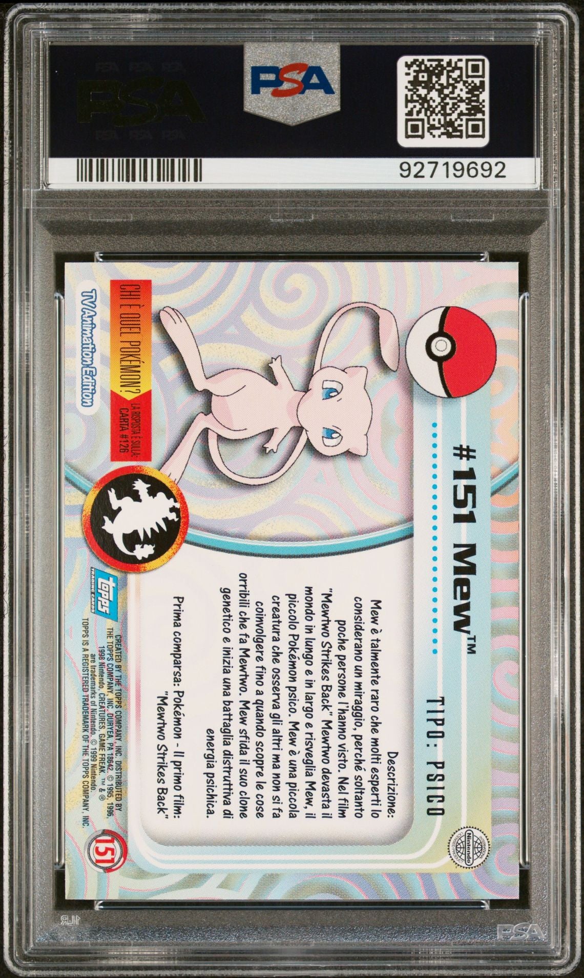 Mew #151 Foil PSA 10 *Italian*